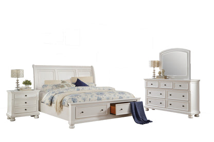 Laurelin White Sleigh Storage Platform Bedroom Set - SET | 1714KW-1 | 1714KW-2 | 1714W-3 | 1714W-5 | 1714W-6 | 1714W-4 | 1714W-9 - Bien Home Furniture &amp; Electronics