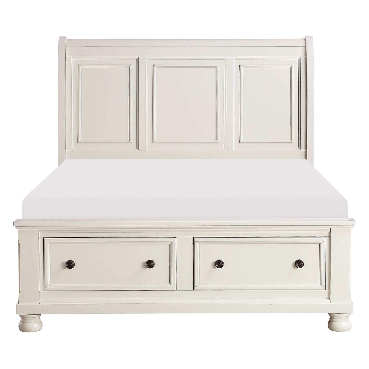 Laurelin White Sleigh Storage Platform Bedroom Set - SET | 1714KW-1 | 1714KW-2 | 1714W-3 | 1714W-5 | 1714W-6 | 1714W-4 | 1714W-9 - Bien Home Furniture &amp; Electronics