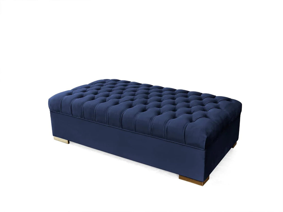 Lauren Blue Velvet Oversized Ottoman - LAURENBLUE-OTT - Bien Home Furniture &amp; Electronics