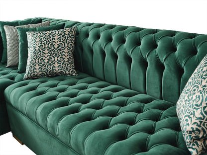 Lauren Green Velvet Double Chaise Sectional - LAURENGREEN-SEC - Bien Home Furniture &amp; Electronics