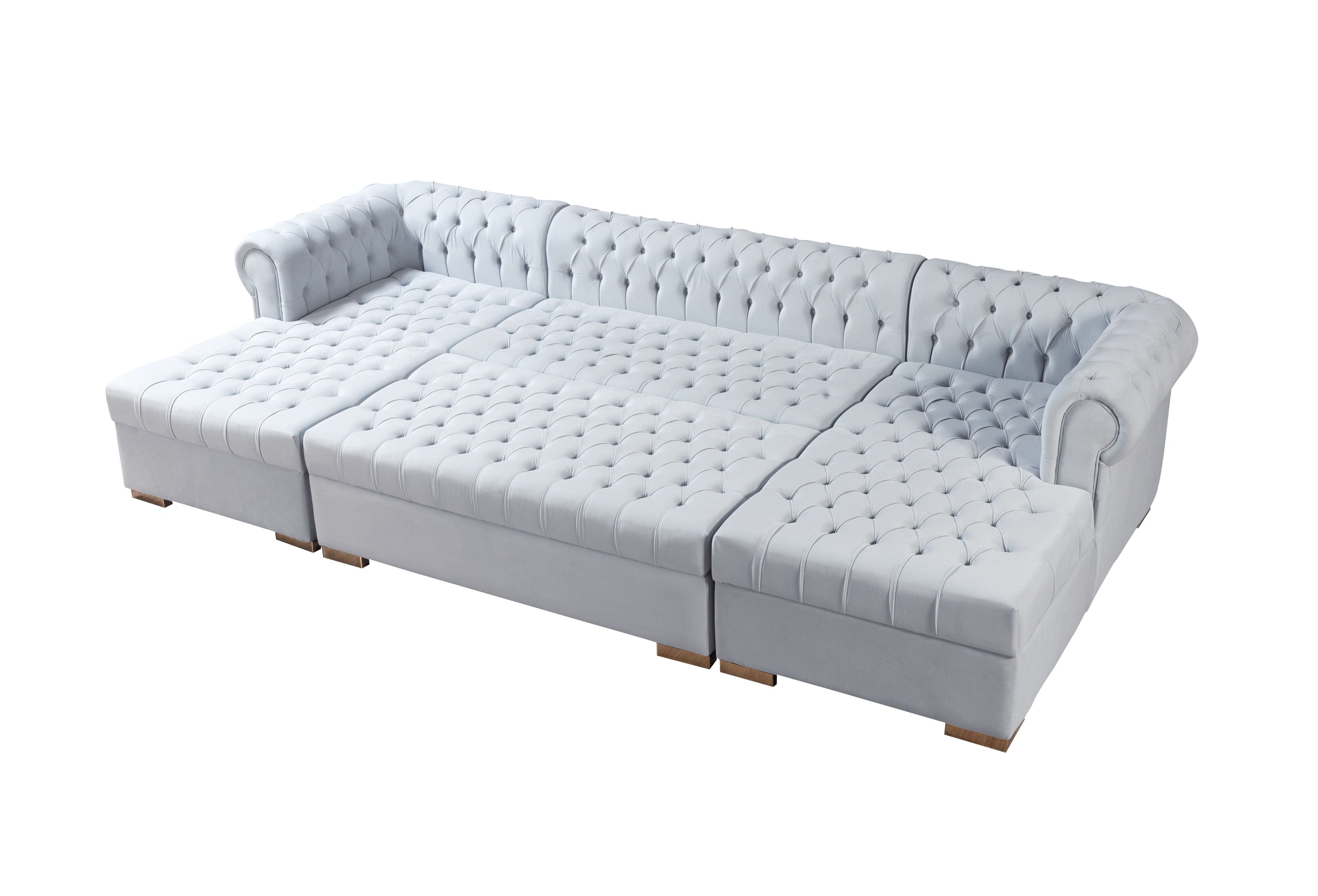 Lauren Pearl Velvet Double Chaise Sectional - LAURENPEARL-SEC - Bien Home Furniture &amp; Electronics