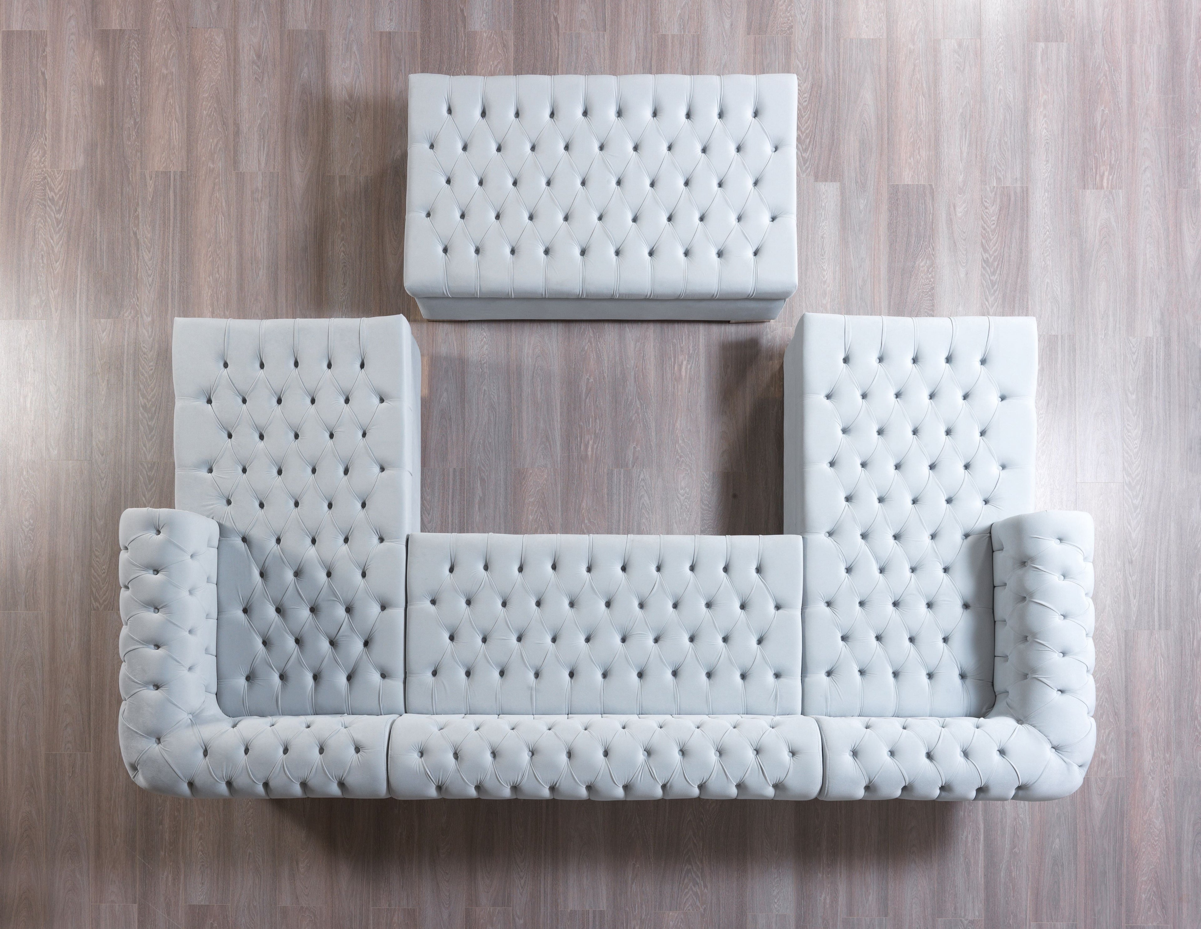 Lauren Pearl Velvet Double Chaise Sectional - LAURENPEARL-SEC - Bien Home Furniture &amp; Electronics