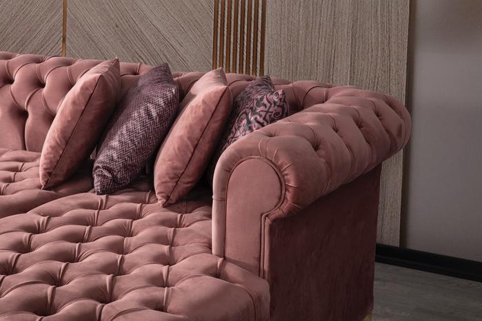 Lauren Pink Velvet Double Chaise Sectional - SET | LAURENPINK-SEC | LAURENPINK-OTT - Bien Home Furniture &amp; Electronics