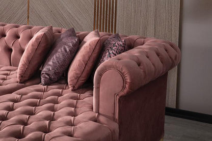 Lauren Pink Velvet Double Chaise Sectional - SET | LAURENPINK-SEC | LAURENPINK-OTT - Bien Home Furniture &amp; Electronics
