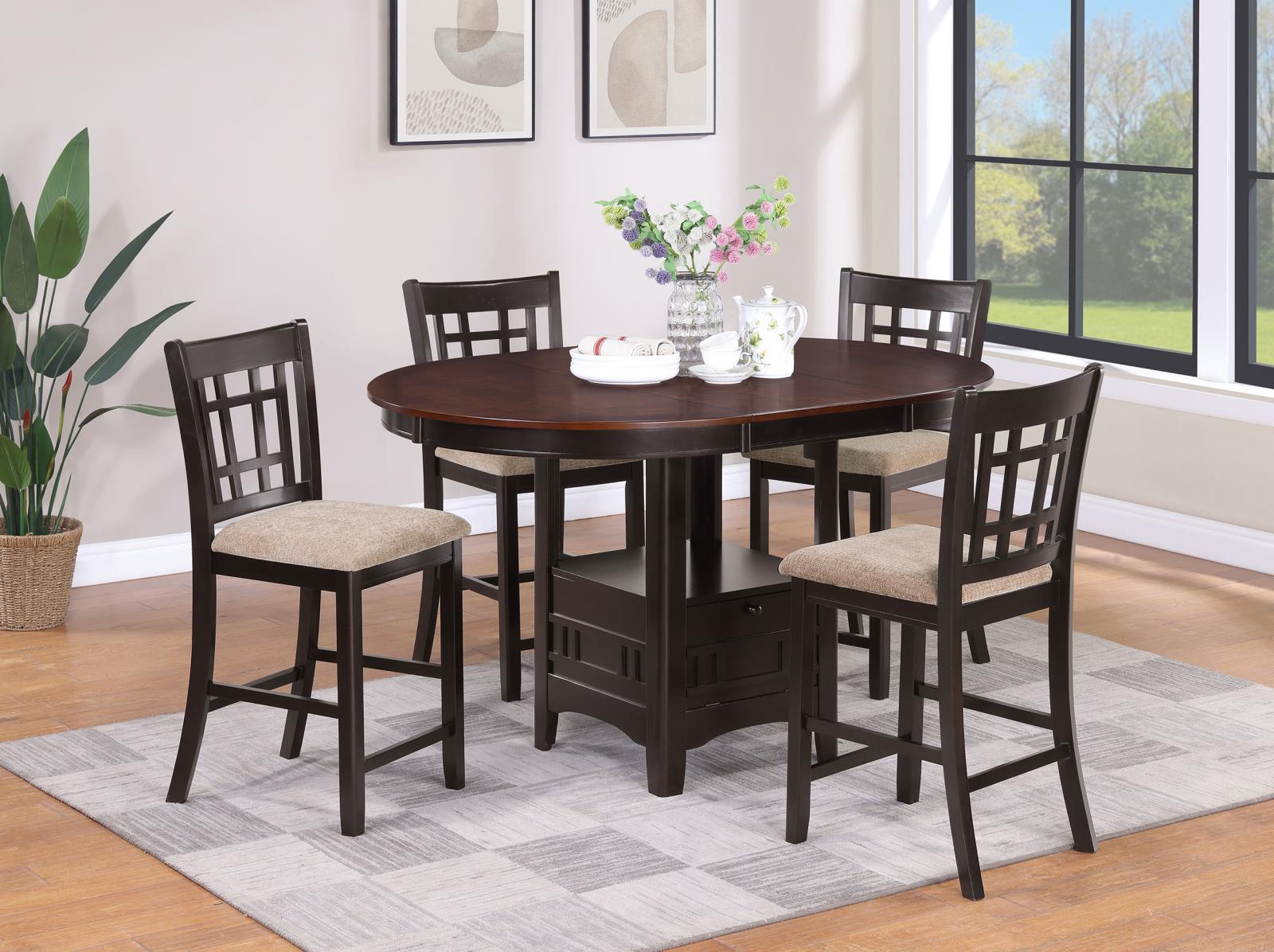 Lavon 5-Piece Counter Height Dining Room Set Light Chestnut/Espresso - 105278-S5 - Bien Home Furniture &amp; Electronics
