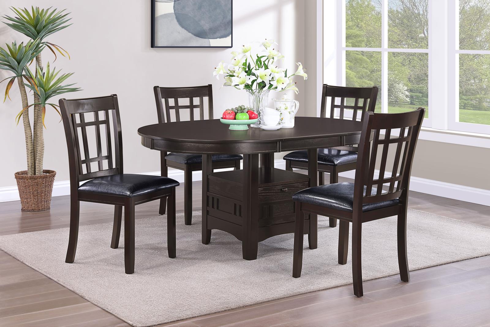 Lavon 5-Piece Dining Room Set Espresso/Black - 102671-S5 - Bien Home Furniture &amp; Electronics