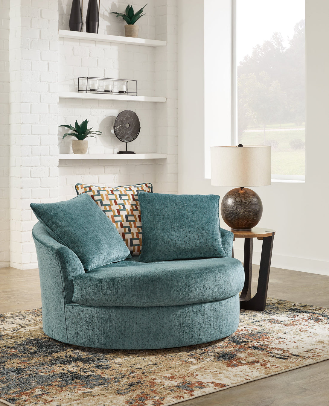 Laylabrook Teal Oversized Swivel Accent Chair - 9220621 - Bien Home Furniture &amp; Electronics