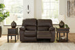 Leesworth Dark Brown Power Reclining Loveseat - U4380874 - Bien Home Furniture & Electronics
