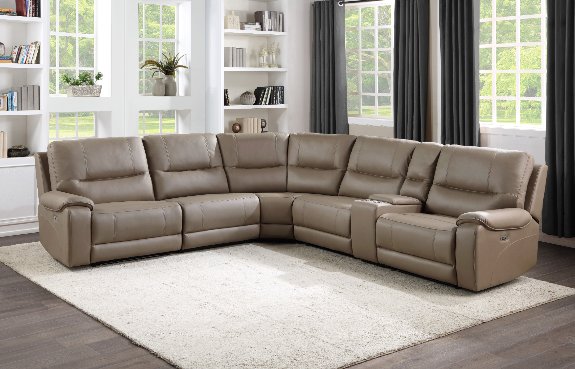 LeGrande Taupe 6-Piece Modular Power Reclining Sectional - 9429TP*6LRRRPWH - Bien Home Furniture &amp; Electronics