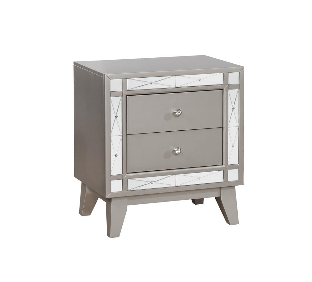 Leighton 2-Drawer Nightstand Metallic Mercury - 204922 - Bien Home Furniture &amp; Electronics