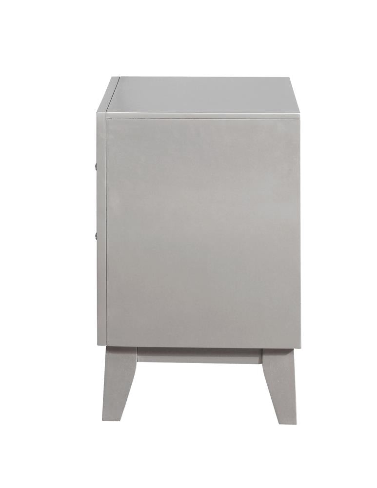 Leighton 2-Drawer Nightstand Metallic Mercury - 204922 - Bien Home Furniture &amp; Electronics