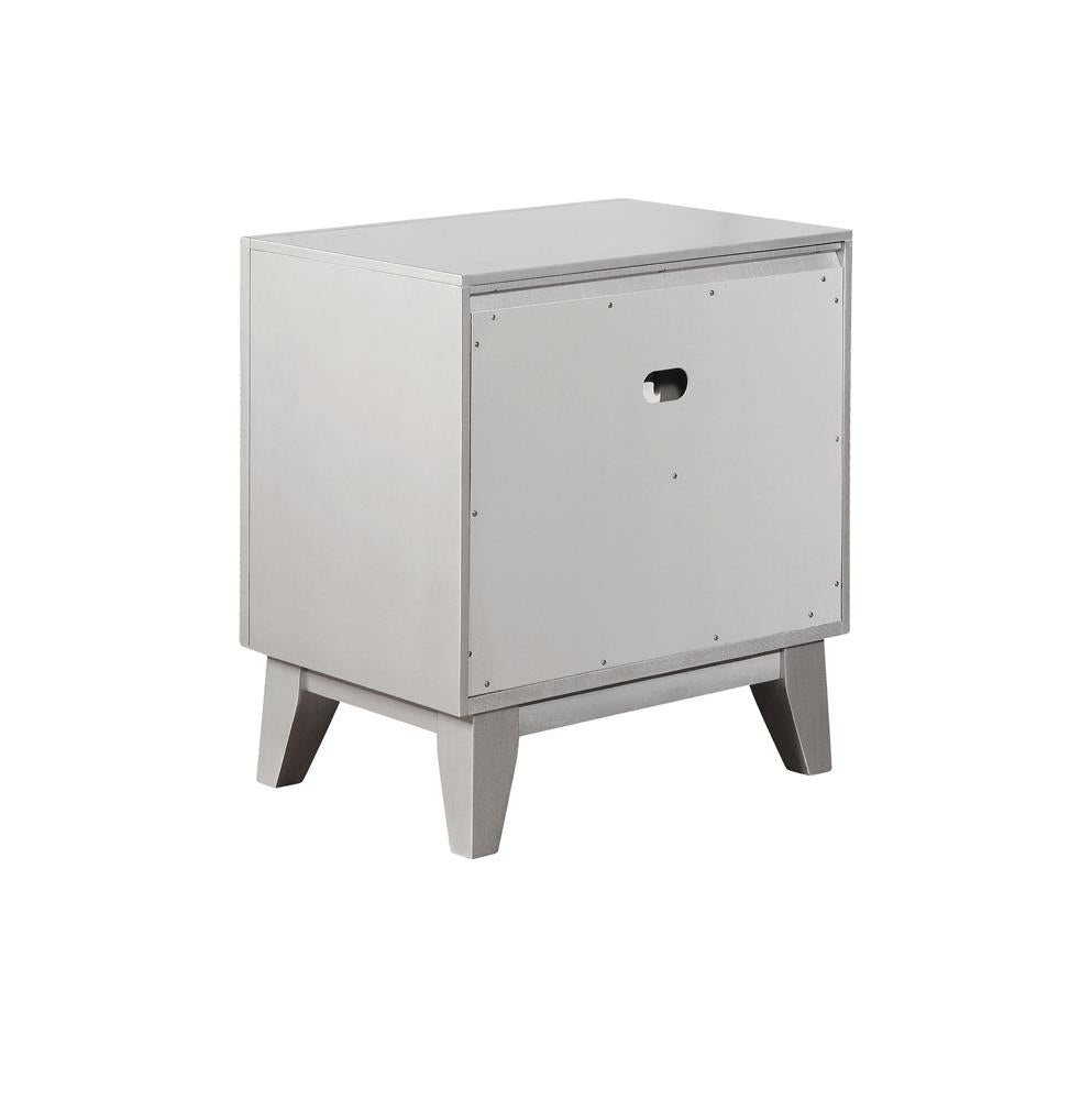 Leighton 2-Drawer Nightstand Metallic Mercury - 204922 - Bien Home Furniture &amp; Electronics