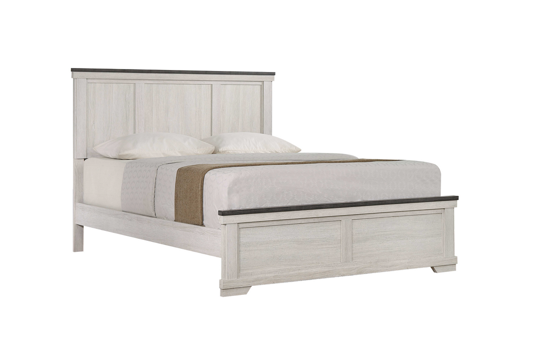 Leighton Cream/Brown Queen Panel Bed - SET | B8180-Q-HBFB | B8180-KQ-RAIL - Bien Home Furniture &amp; Electronics