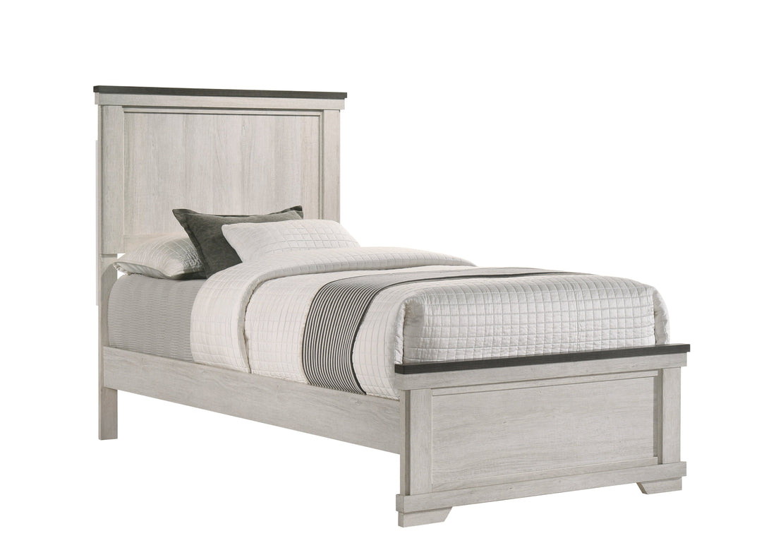 Leighton Cream/Brown Twin Panel Bed - SET | B8180-T-HBFB | B8180-FT-RAIL - Bien Home Furniture &amp; Electronics