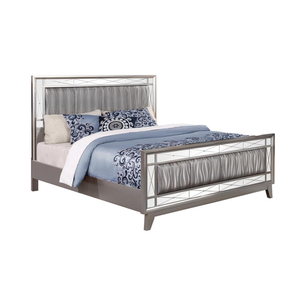 Leighton Full Panel Bed with Mirrored Accents Mercury Metallic - 204921F - Bien Home Furniture &amp; Electronics