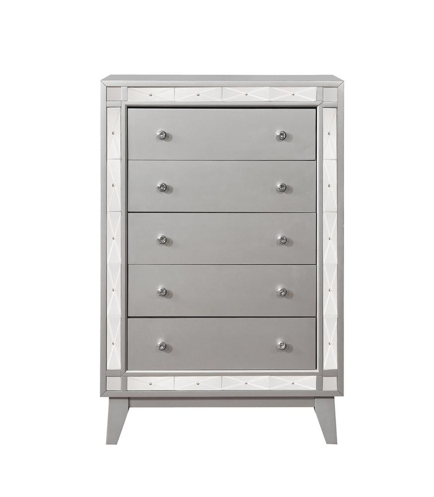 Leighton Metallic Mercury 5-Drawer Chest - 204925 - Bien Home Furniture &amp; Electronics