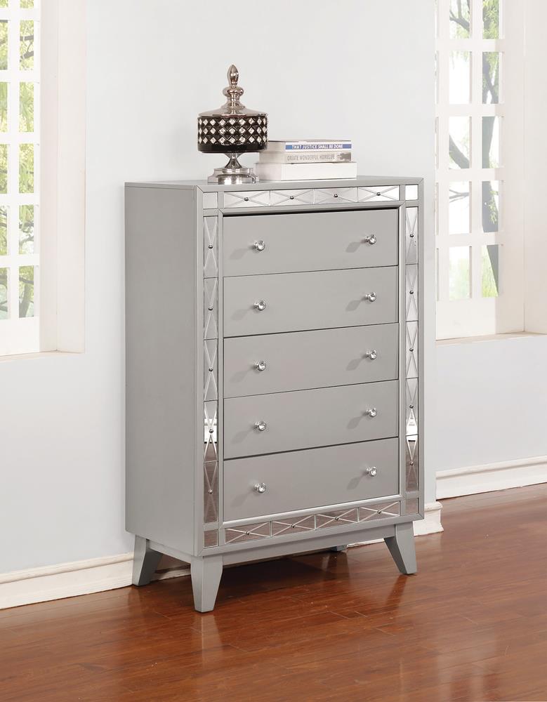 Leighton Metallic Mercury 5-Drawer Chest - 204925 - Bien Home Furniture &amp; Electronics