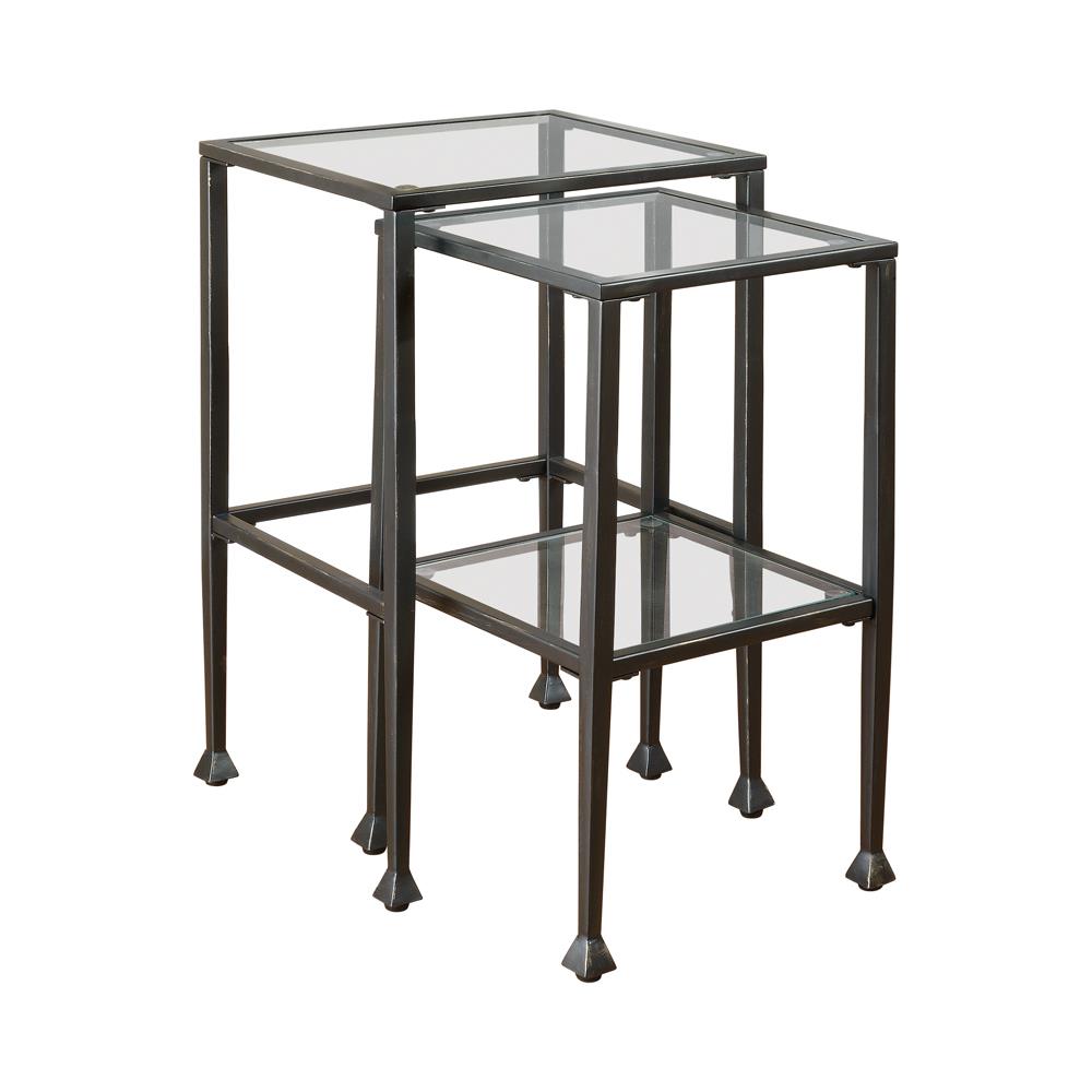 Leilani 2-Piece Glass Top Nesting Tables Black - 901073 - Bien Home Furniture &amp; Electronics