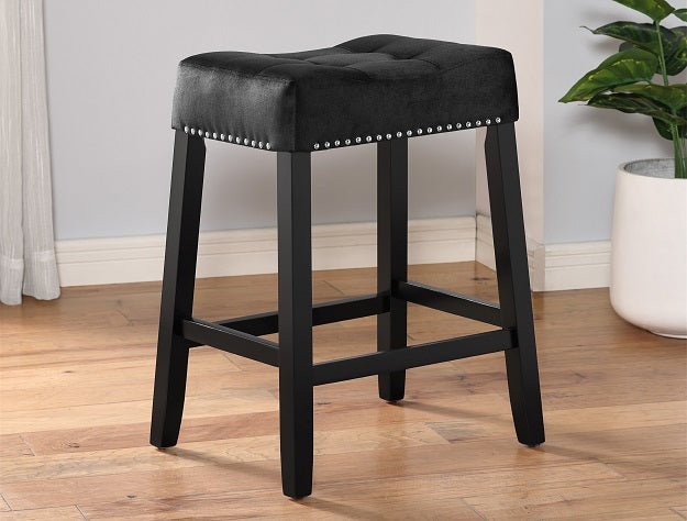 Lennon Saddle Counter Bar Stool 24&quot;, Set of 2 - 1715C-24-BK - Bien Home Furniture &amp; Electronics