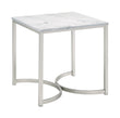 Leona Faux Marble Square End Table White/Satin Nickel - 721867 - Bien Home Furniture & Electronics