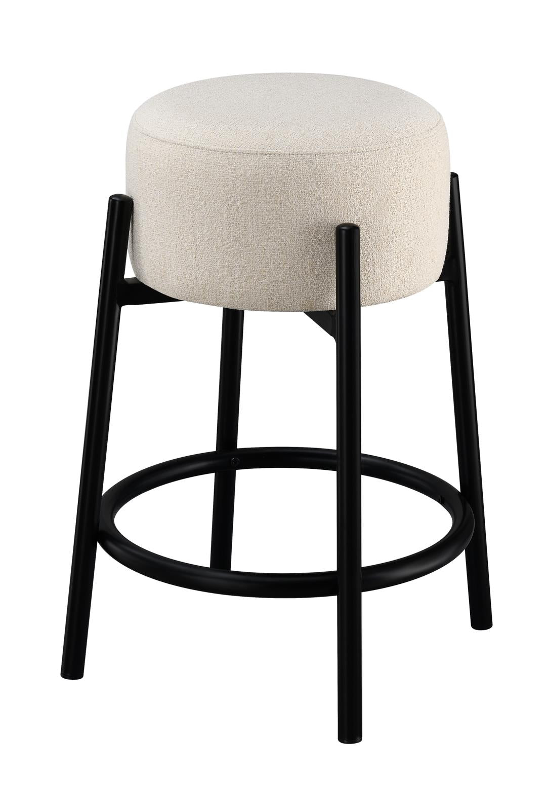 Leonard Upholstered Backless Round Stools White/Black (Set of 2) - 182175 - Bien Home Furniture &amp; Electronics