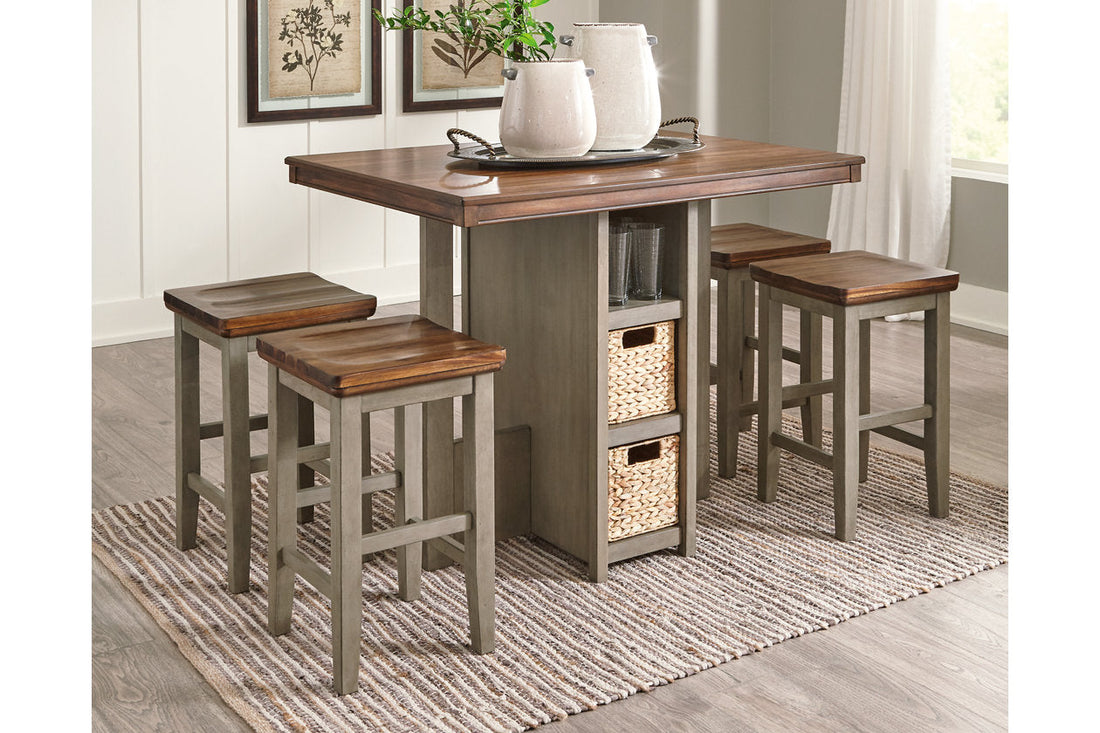 Lettner Gray/Brown 5-Piece Counter Height Set - D733-223 - Bien Home Furniture &amp; Electronics