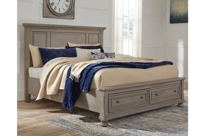 Lettner Light Gray King Panel Storage Bed - SET | B733-58 | B733-76 | B733-99 - Bien Home Furniture &amp; Electronics