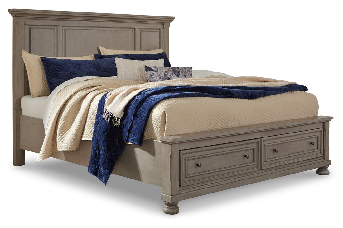 Lettner Light Gray King Panel Storage Bed - SET | B733-58 | B733-76 | B733-99 - Bien Home Furniture &amp; Electronics
