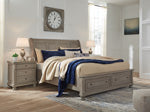 Lettner Light Gray Queen Rails with Roll Slats - B733-98 - Bien Home Furniture &amp; Electronics