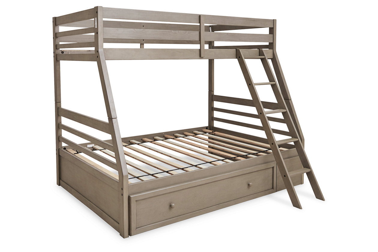 Lettner Light Gray Twin over Full Bunk Bed with 1 Large Storage Drawer - SET | B733-50 | B733-58P | B733-58R - Bien Home Furniture &amp; Electronics