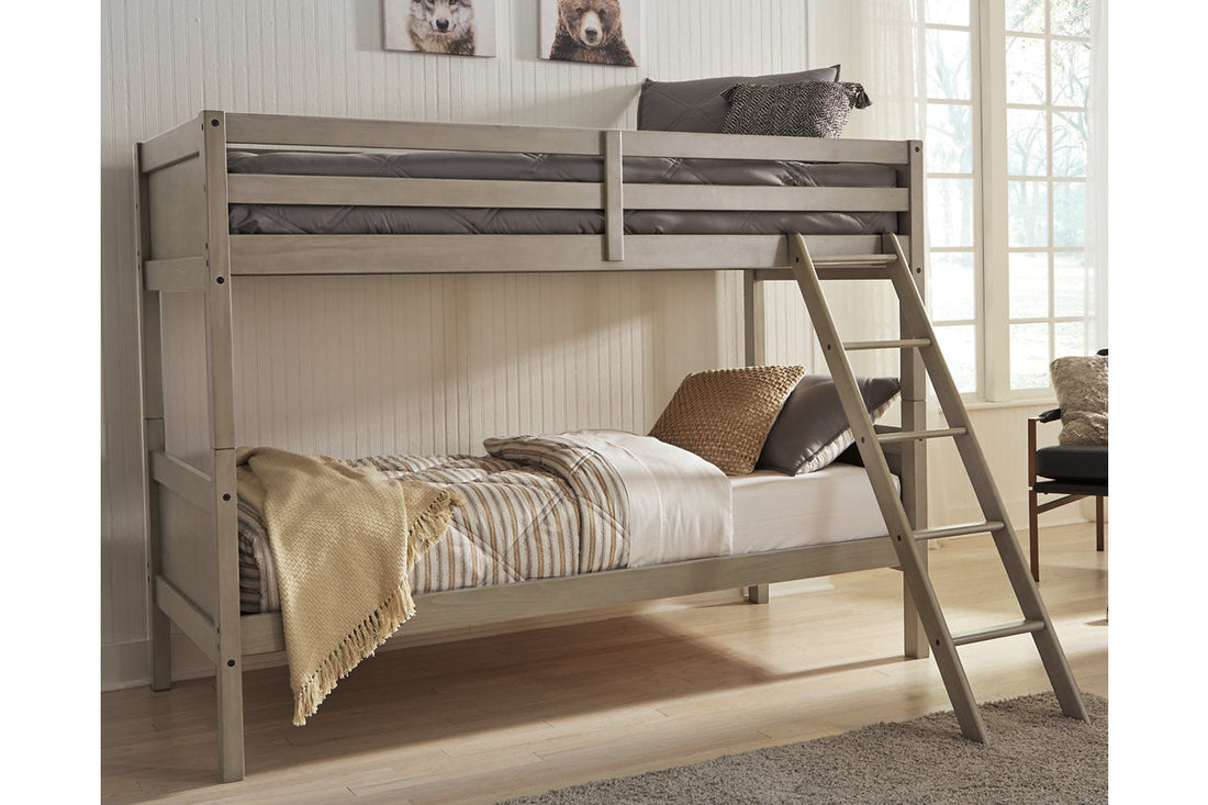 Lettner Light Gray Twin/Twin Bunk Bed with Ladder - B733-59 - Bien Home Furniture &amp; Electronics