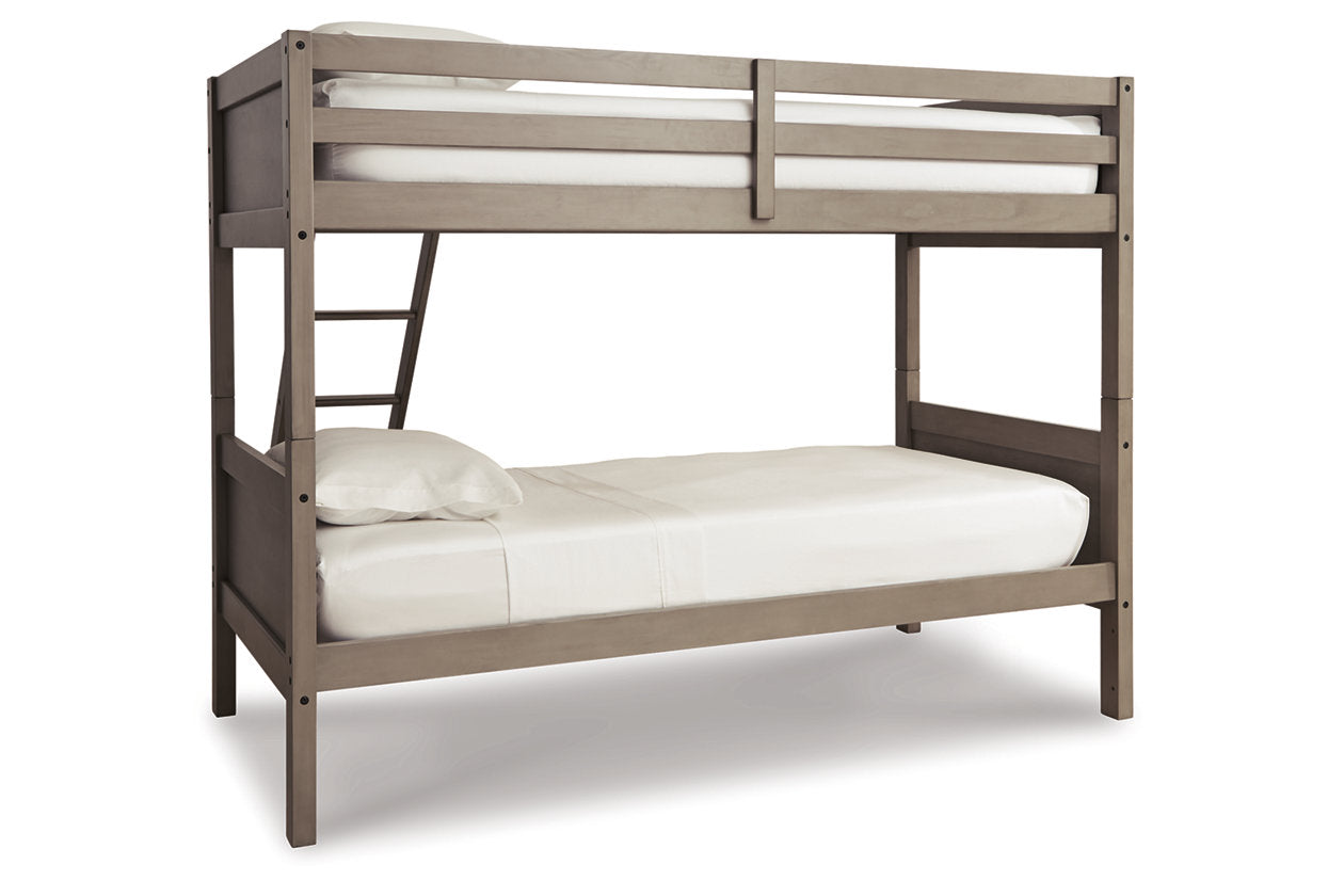 Lettner Light Gray Twin/Twin Bunk Bed with Ladder - B733-59 - Bien Home Furniture &amp; Electronics