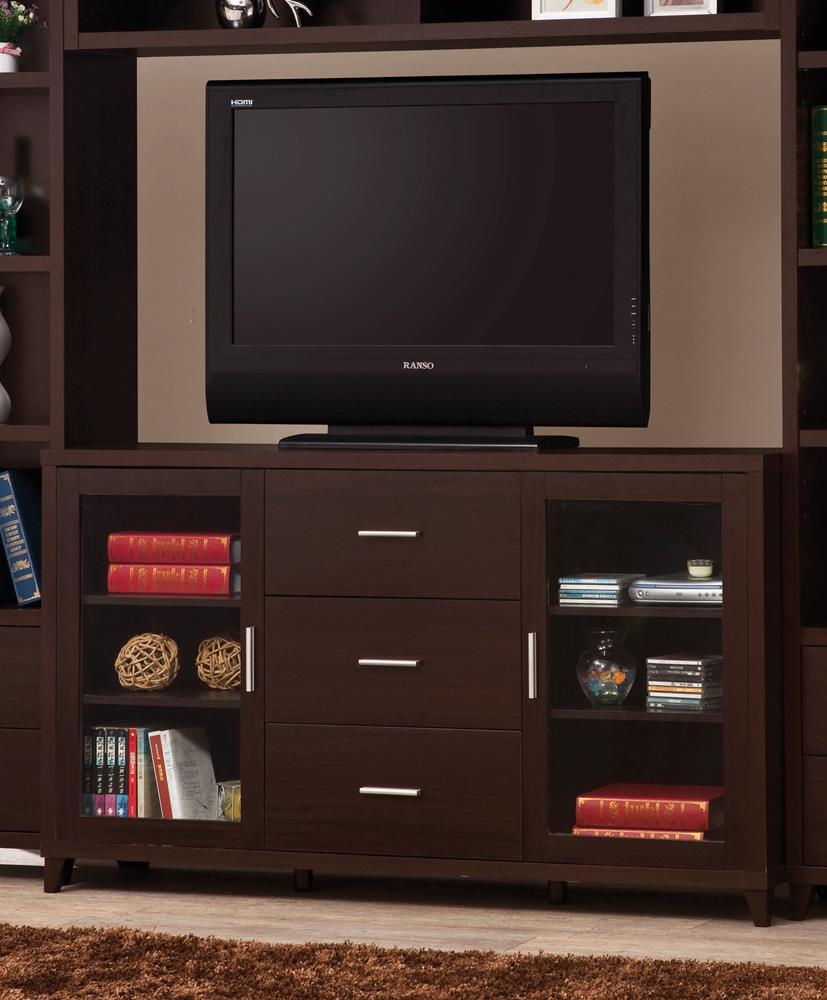 Lewes 2-Door TV Stand with Adjustable Shelves Cappuccino - 700881 - Bien Home Furniture &amp; Electronics
