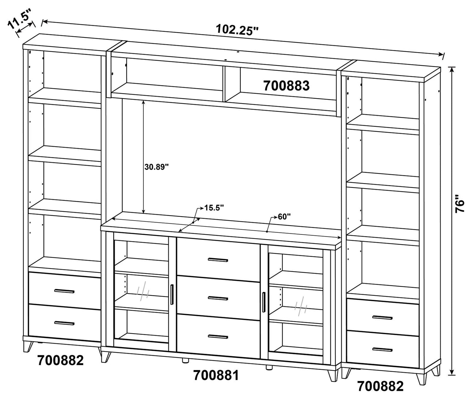 Lewes 4-Piece Entertainment Center Cappuccino - 700881-S4 - Bien Home Furniture &amp; Electronics