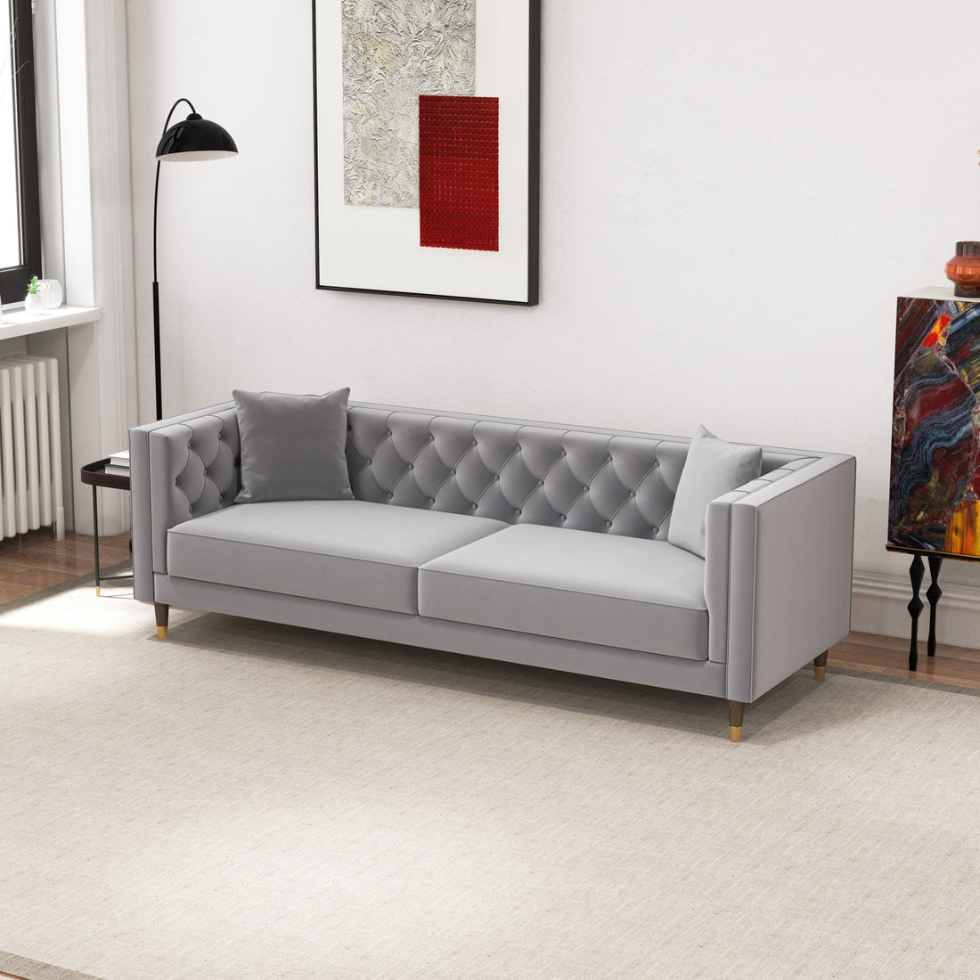 Lewis Light Gray Velvet Sofa - MDM01882 - Bien Home Furniture &amp; Electronics