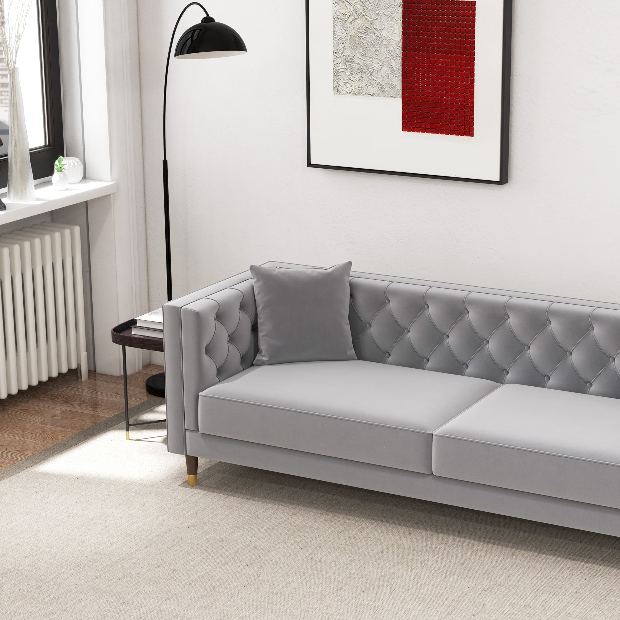 Lewis Light Gray Velvet Sofa - MDM01882 - Bien Home Furniture &amp; Electronics