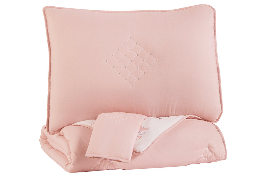 Lexann Pink/White/Gray Full Comforter Set - Q901003F - Bien Home Furniture &amp; Electronics