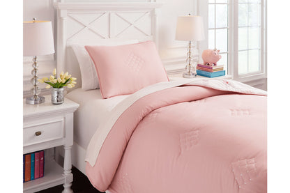 Lexann Pink/White/Gray Twin Comforter Set - Q901001T - Bien Home Furniture &amp; Electronics