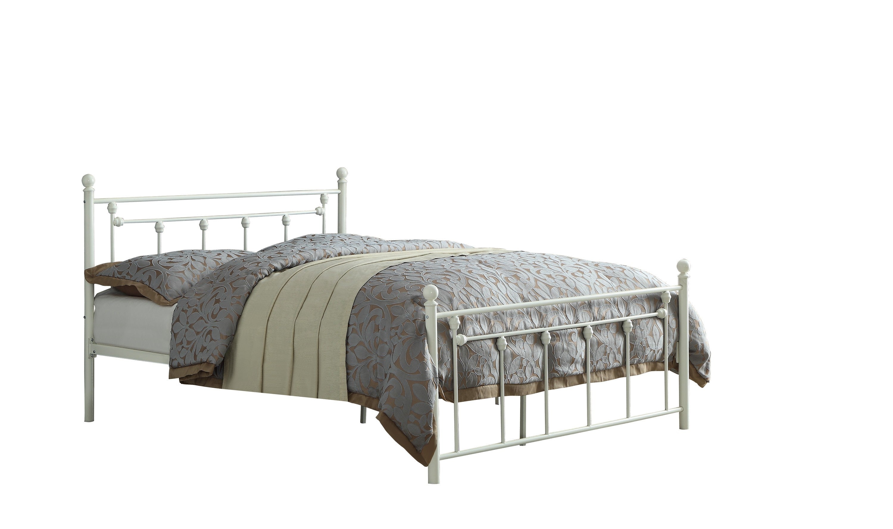 Lia White Full Metal Platform Bed - 2048FW-1 - Bien Home Furniture &amp; Electronics