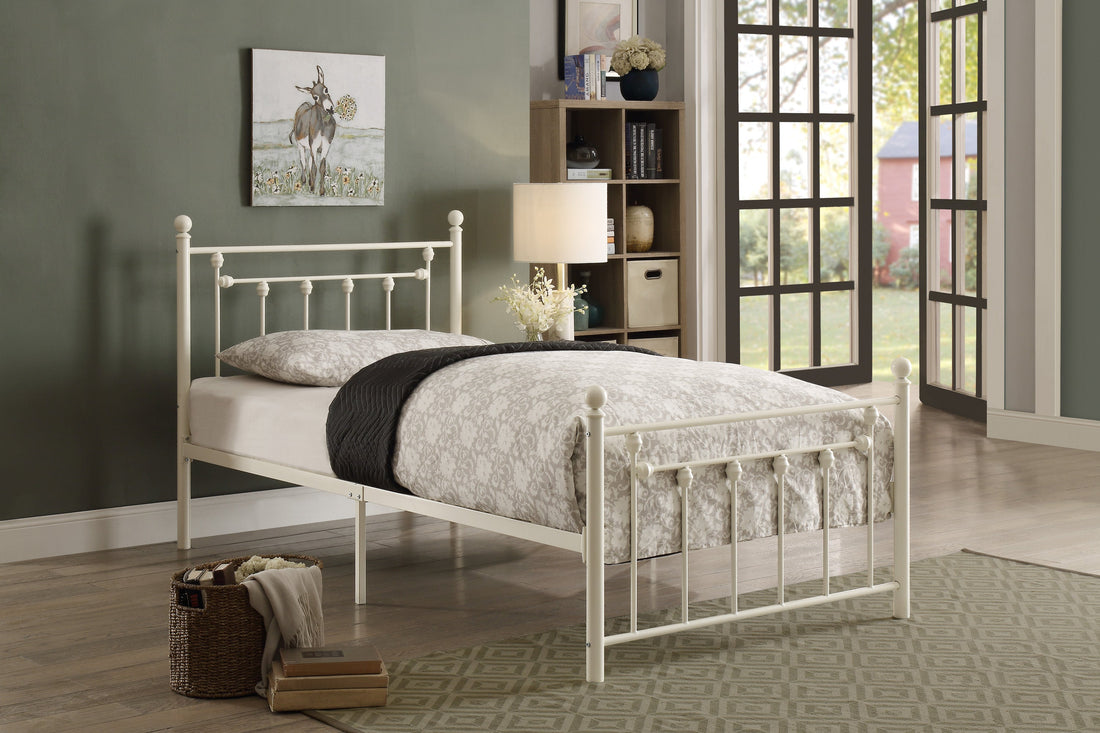 Lia White Twin Metal Platform Bed - 2048TW-1 - Bien Home Furniture &amp; Electronics