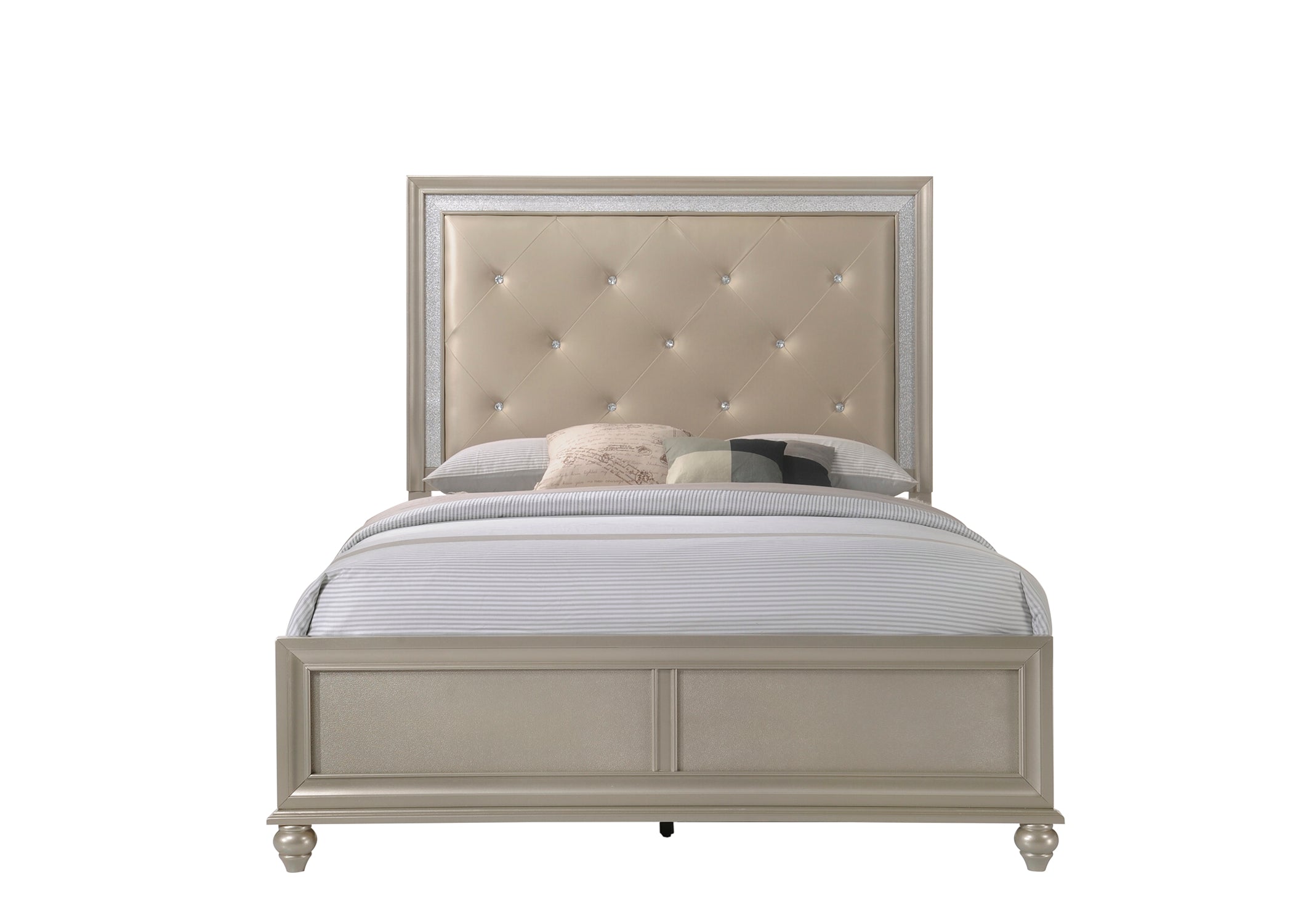 Lila Champagne Twin Upholstered Panel Bed - SET | B4390-T-HBFB | B4390-FT-RAIL - Bien Home Furniture &amp; Electronics
