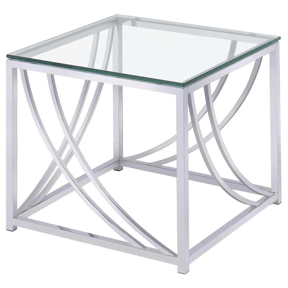 Lille Glass Top Square End Table Accents Chrome - 720497 - Bien Home Furniture &amp; Electronics