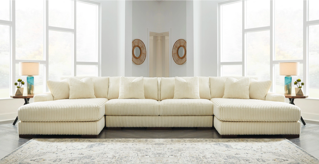 Lindyn Ivory Double Chaise Sectional - SET | 2110417 | 2110446 | 2110446 | 2110416 - Bien Home Furniture &amp; Electronics