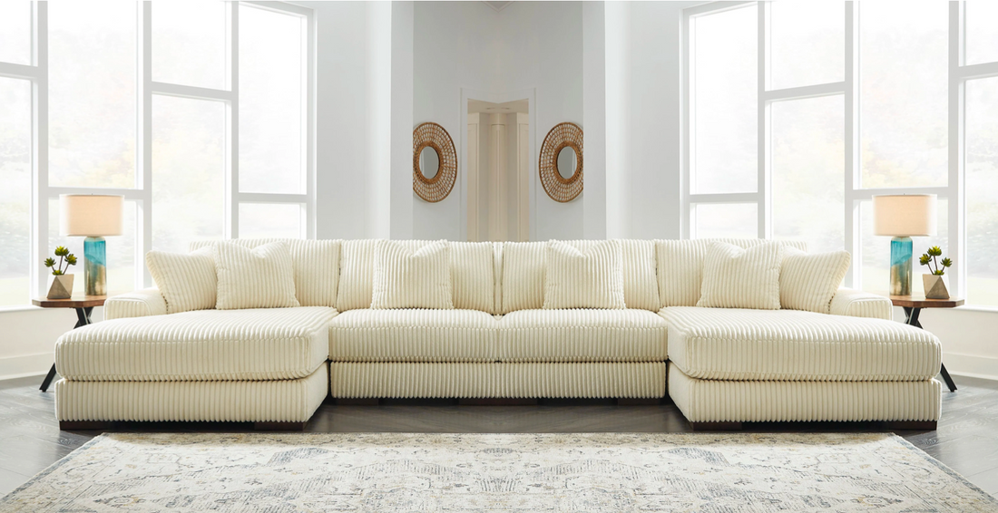 Lindyn Ivory Double Chaise Sectional - SET | 2110417 | 2110446 | 2110446 | 2110416 - Bien Home Furniture & Electronics
