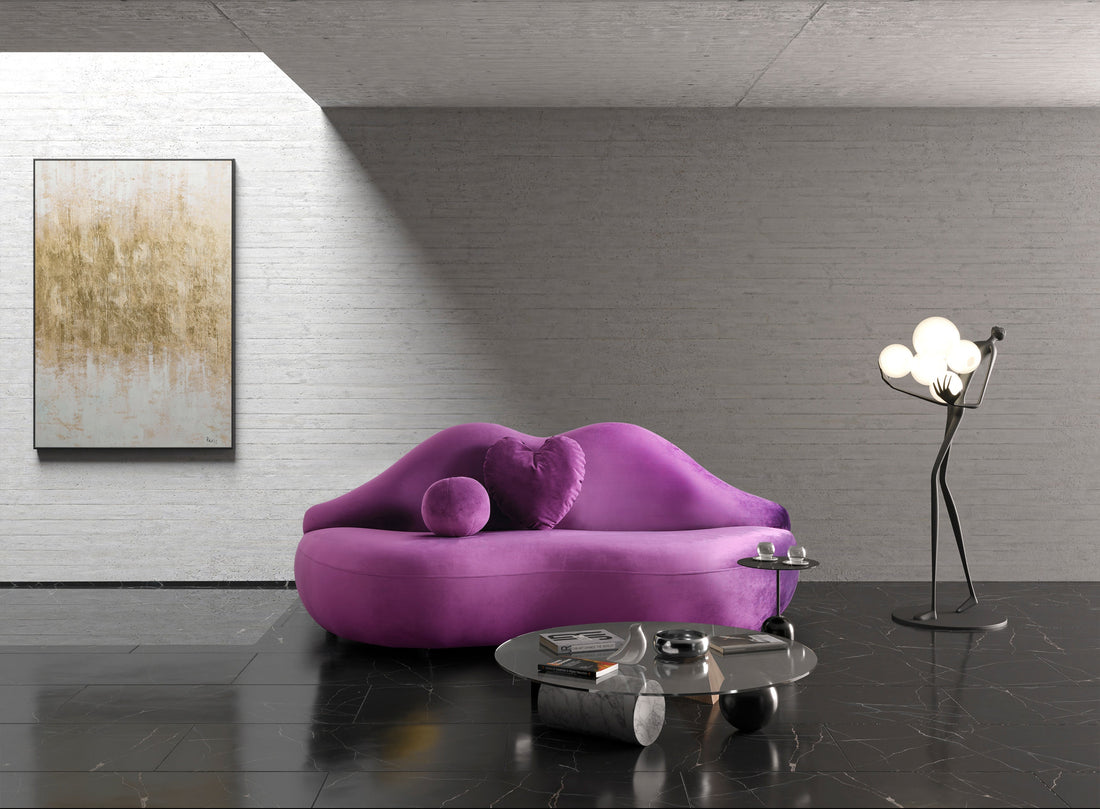 Lips Purple Velvet Settee - LIPSPURPLE-L - Bien Home Furniture &amp; Electronics