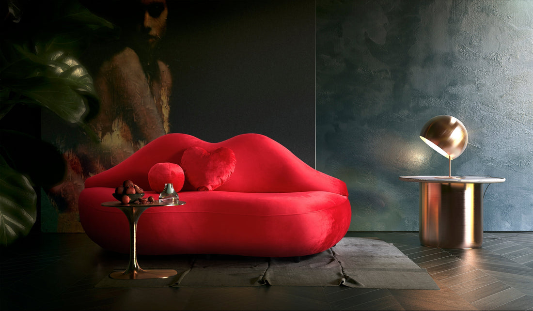 Lips Red Velvet Settee - LIPSRED-L - Bien Home Furniture &amp; Electronics