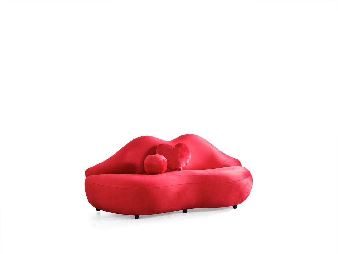 Lips Red Velvet Settee - LIPSRED-L - Bien Home Furniture &amp; Electronics