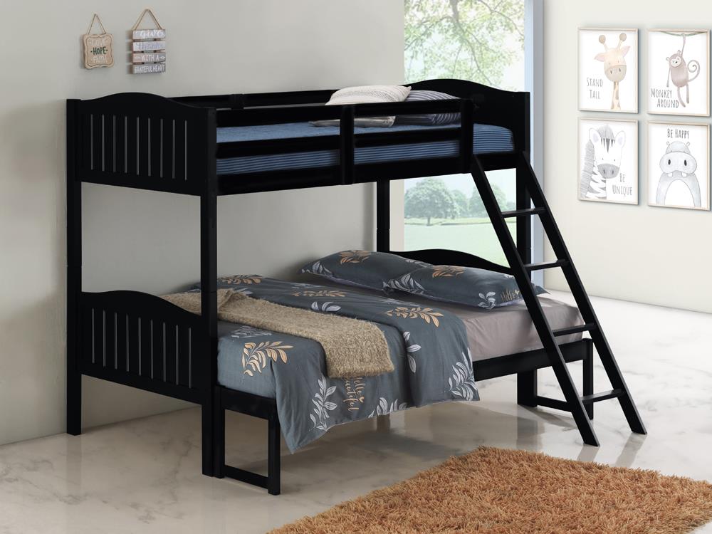 Littleton Black Twin/Full Bunk Bed with Ladder - 405054BLK - Bien Home Furniture &amp; Electronics