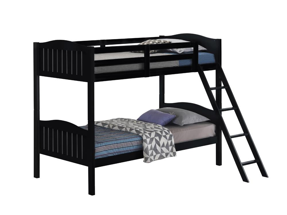 Littleton Black Twin/Twin Bunk Bed with Ladder - 405053BLK - Bien Home Furniture &amp; Electronics