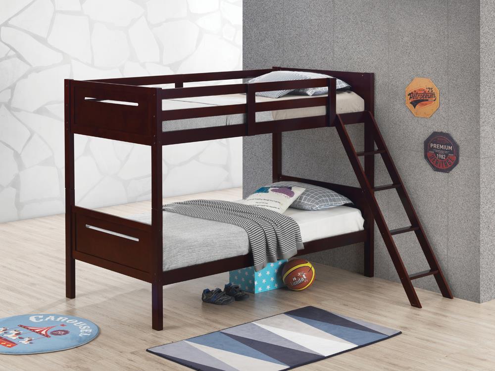 Littleton Espresso Twin/Twin Bunk Bed - 405051BRN - Bien Home Furniture &amp; Electronics